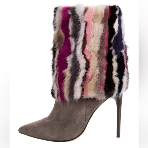 Brian Atwood suede printed mid-calf boot - Picture 1 of 11